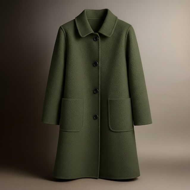 Léonie Women’s Wool Coat – Virgin Wool Overcoat with Tailored Straight Cut