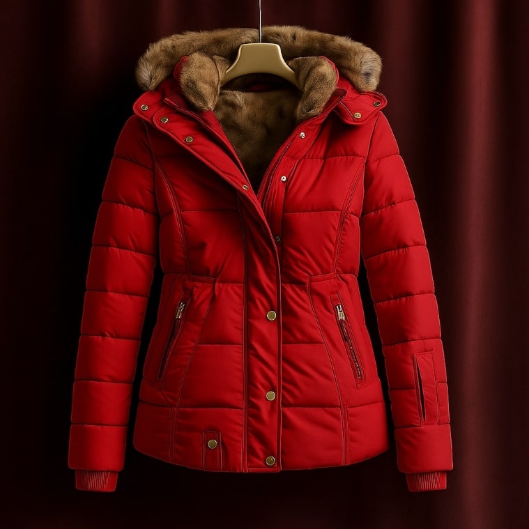 Zuzanna Women’s Puffer Jacket – Quilted Winter Coat with Detachable Fur Hood