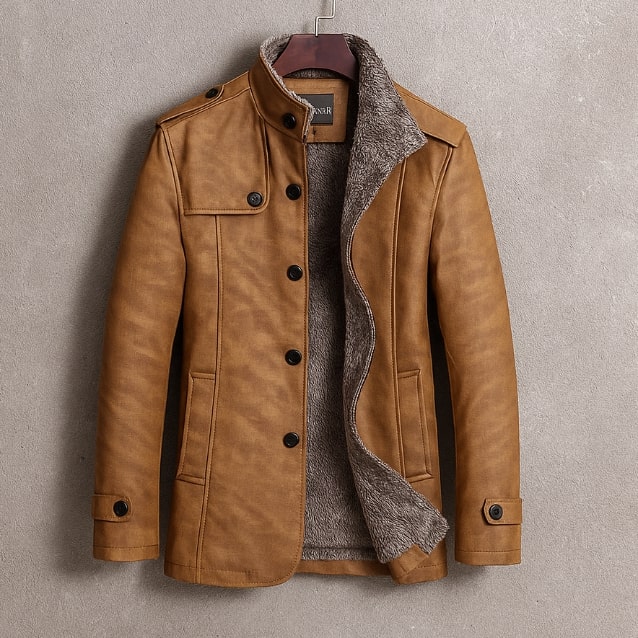 Erik Men’s Suede Jacket – Vintage Suede Overcoat with Merino Wool Lining