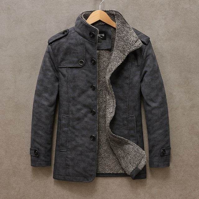 Erik Men’s Suede Jacket – Vintage Suede Overcoat with Merino Wool Lining