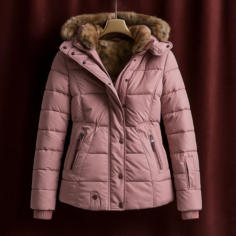 Zuzanna Women’s Puffer Jacket – Quilted Winter Coat with Detachable Fur Hood