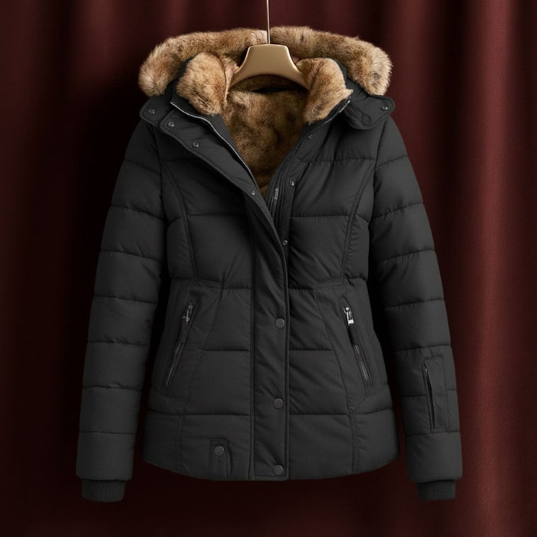 Zuzanna Women’s Puffer Jacket – Quilted Winter Coat with Detachable Fur Hood