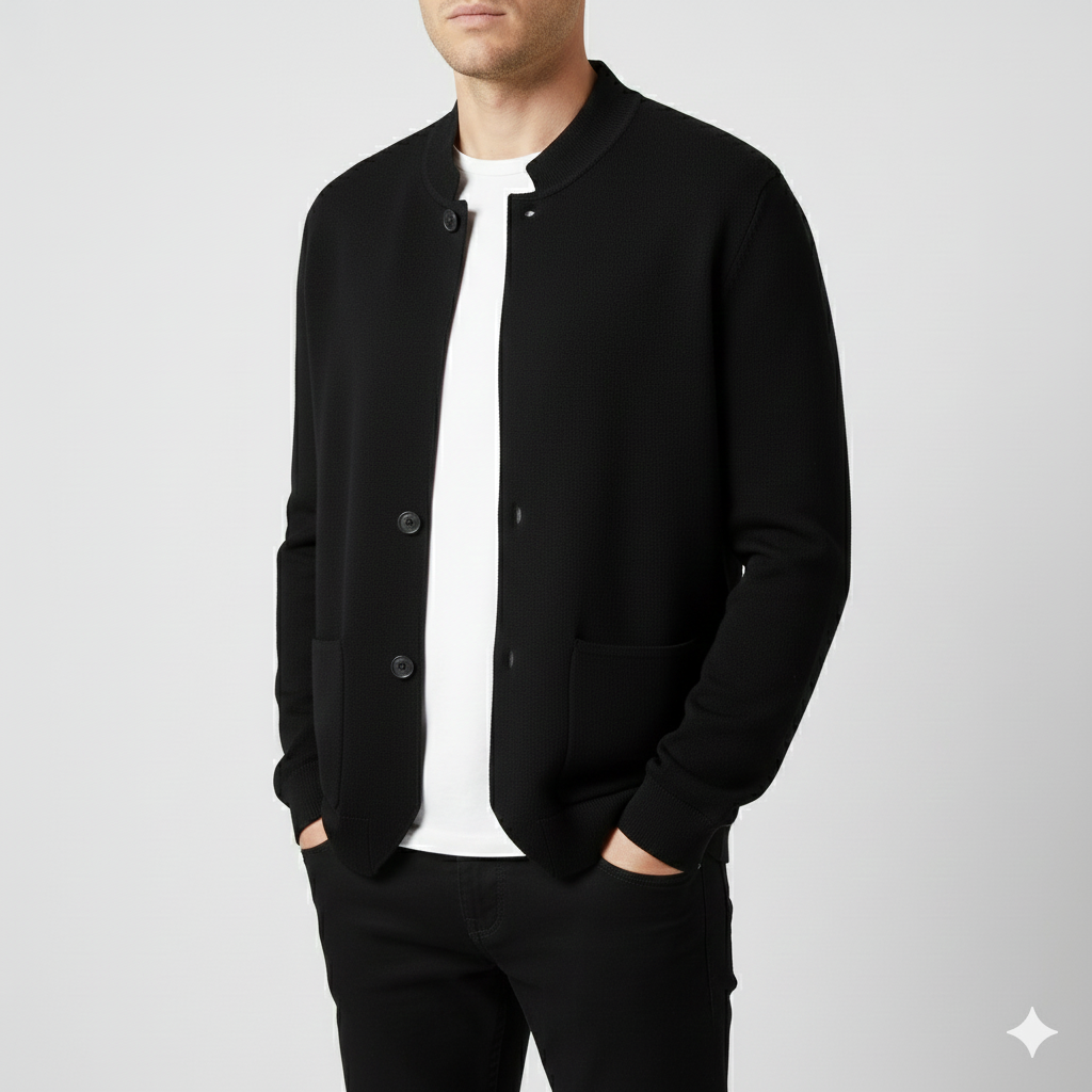 Austin Men’s Knit Cardigan – Soft Italian-Style Pullover with Mandarin Collar