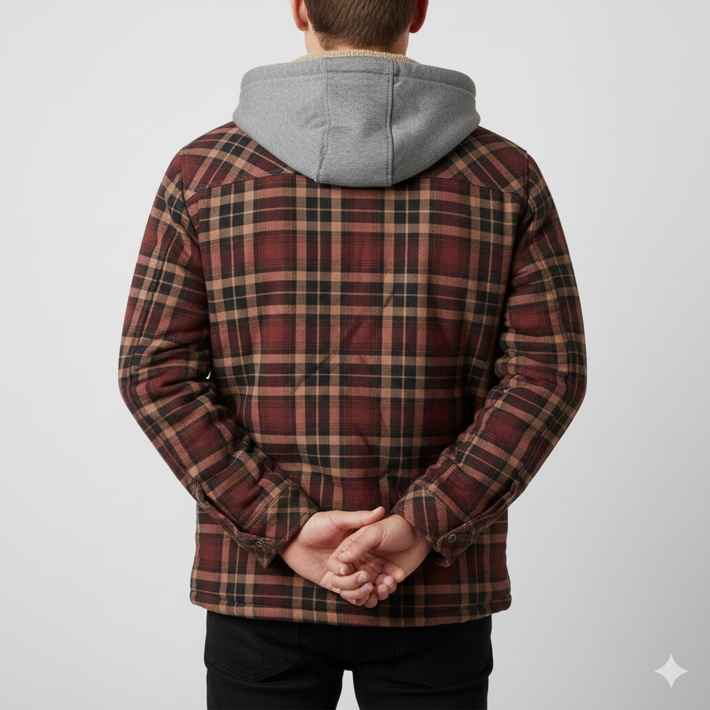Florent Men’s Hoodie Jacket – Sherpa-Lined Flannel Hoodie for Winter Wear