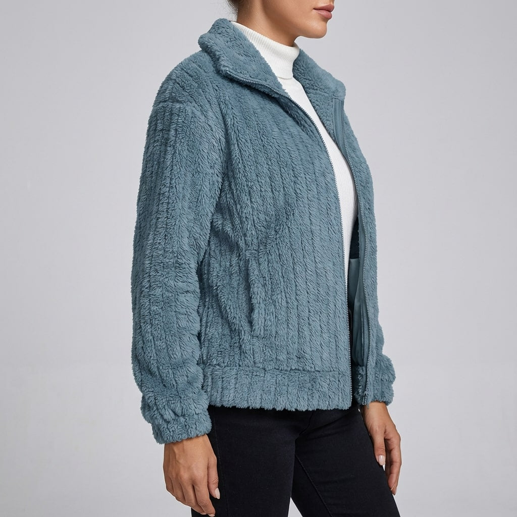 Leyla Women’s Faux Fur Jacket – Elegant Plush Outerwear for Winter Layering