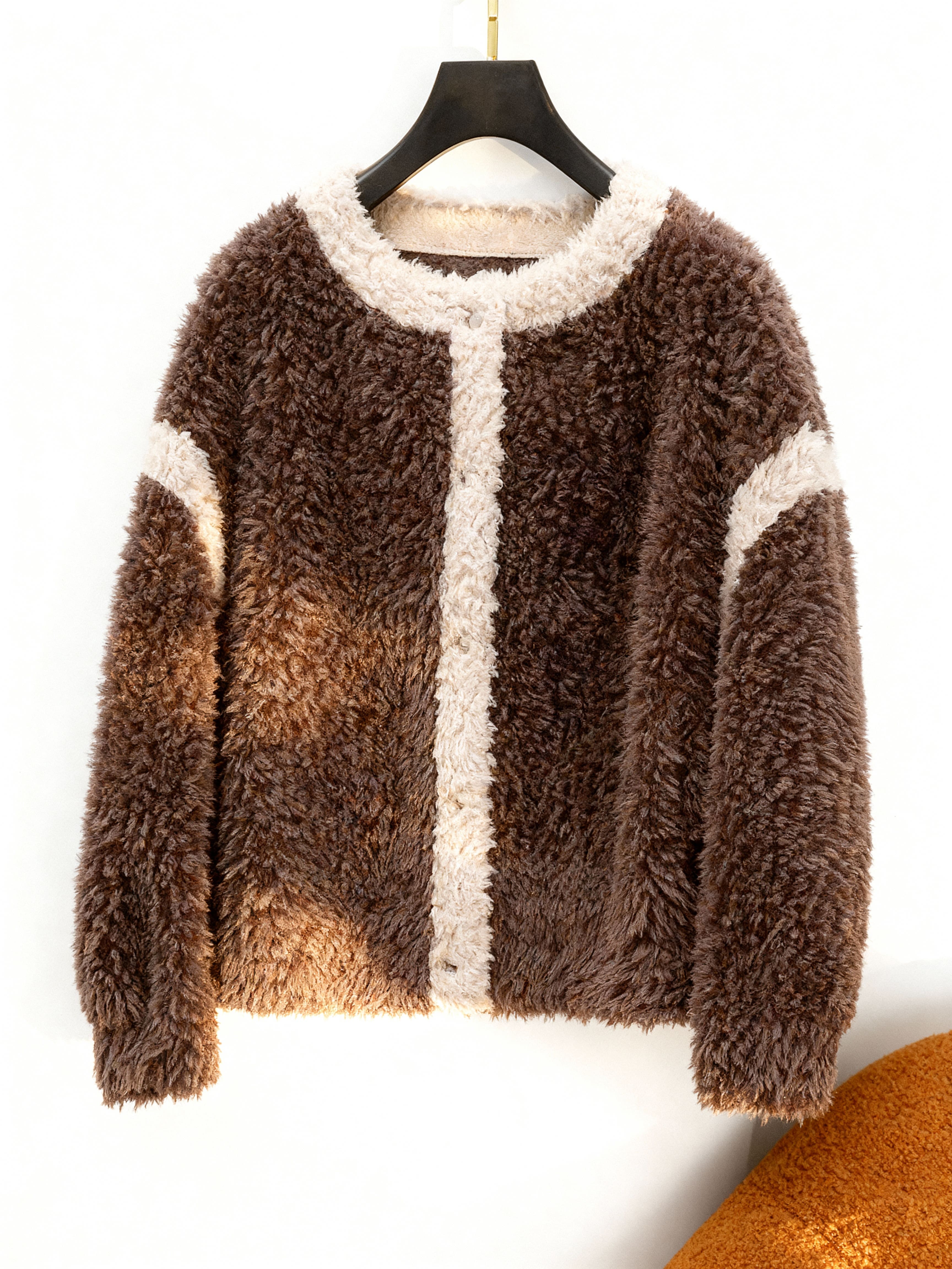 Rose Women’s Sherpa Jacket – Fuzzy Button-Up with Contrast Trim