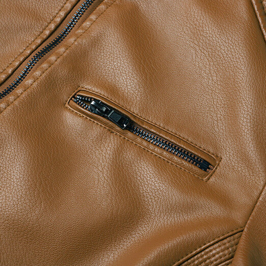 Antoine Men’s Leather Jacket – Structured Zip-Up Moto Jacket with Multiple Pockets