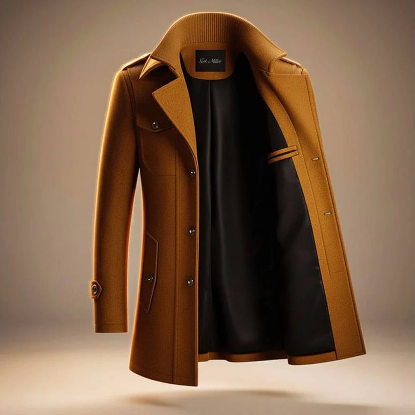 Orlando Men’s Wool Jacket – Wool Winter Coat with Tailored Collar & Utility Pocket