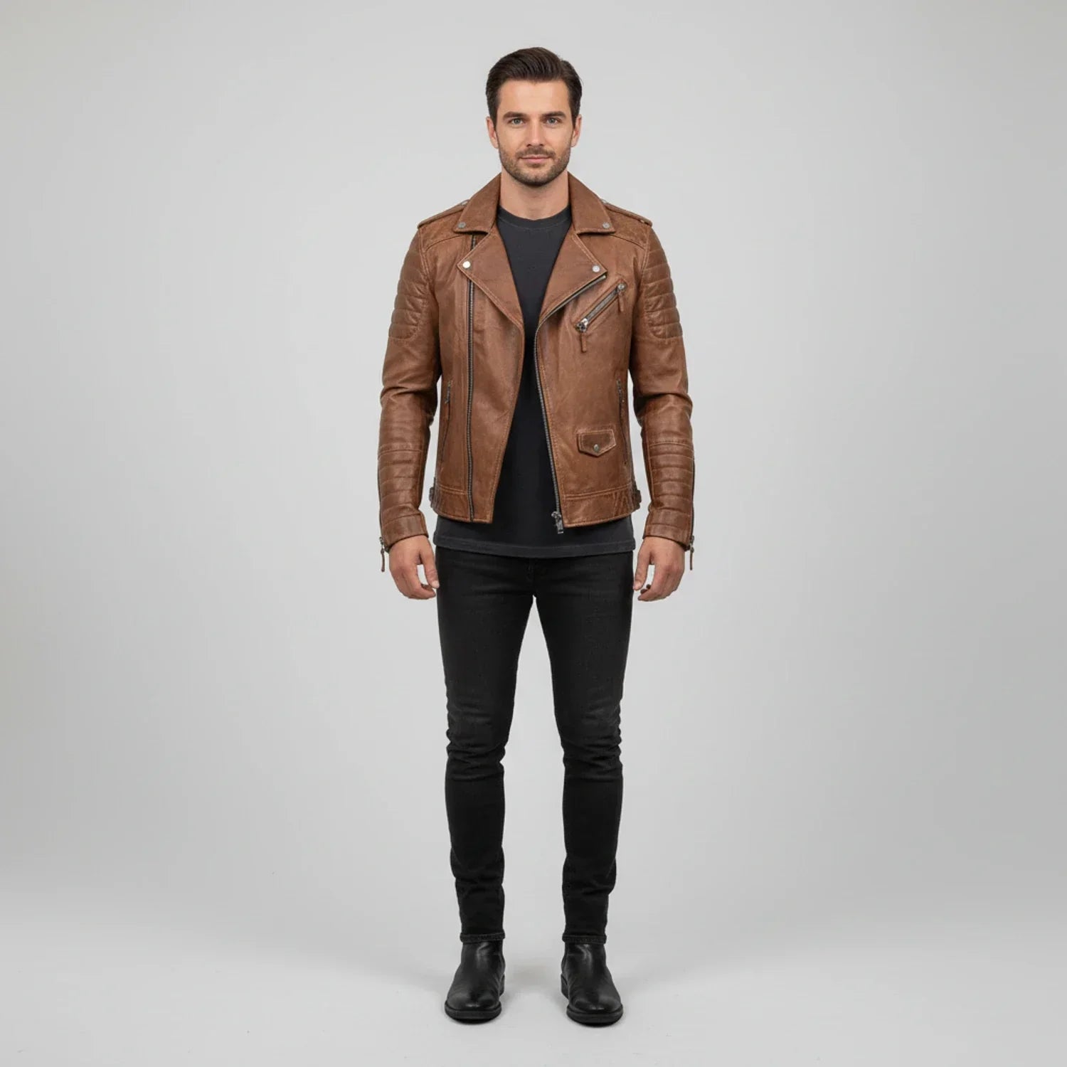 Samuel | Winter Zip Up Men Leather jacket