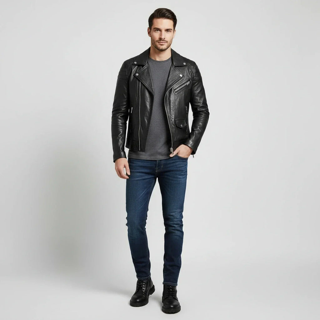Samuel | Winter Zip Up Men Leather jacket