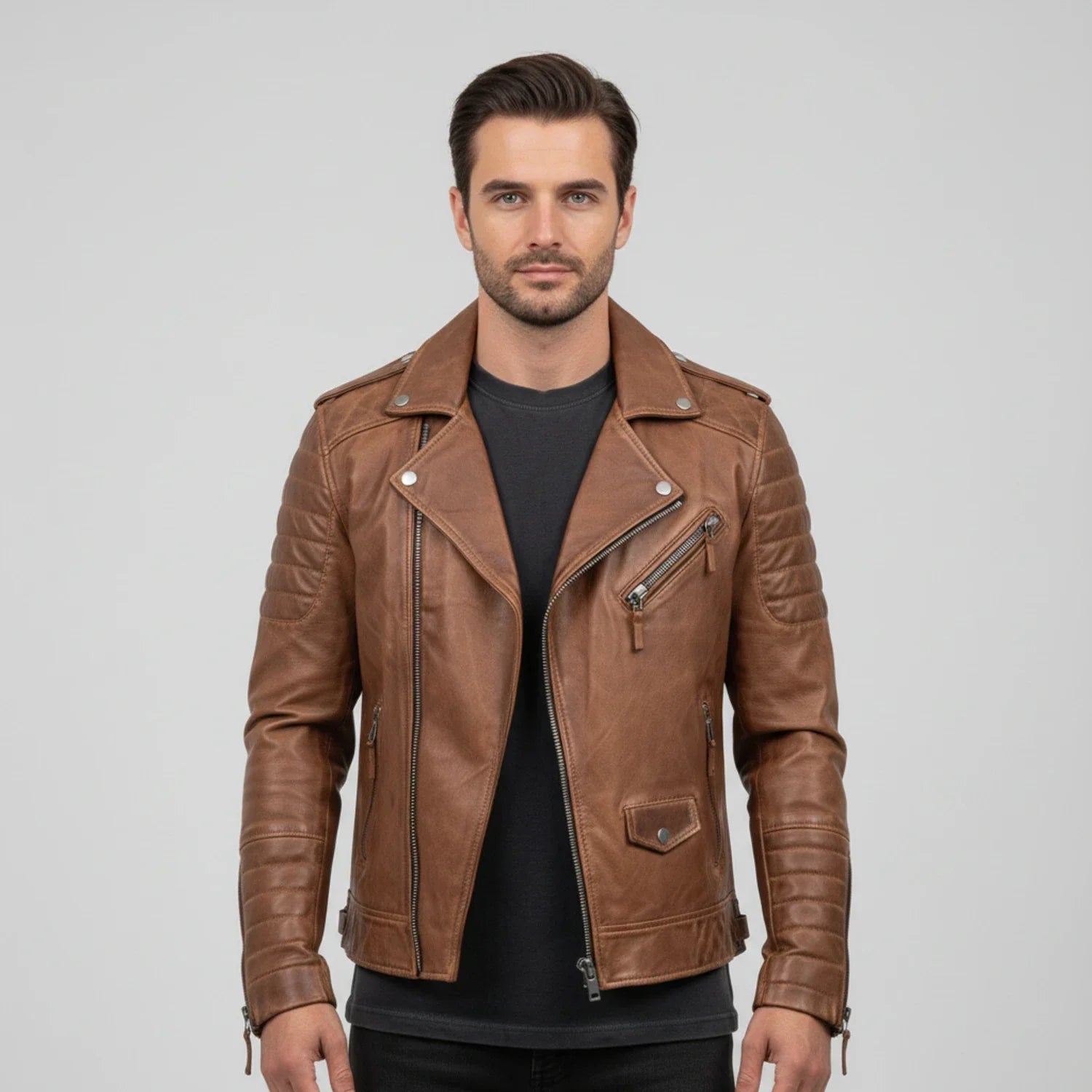 Samuel | Winter Zip Up Men Leather jacket