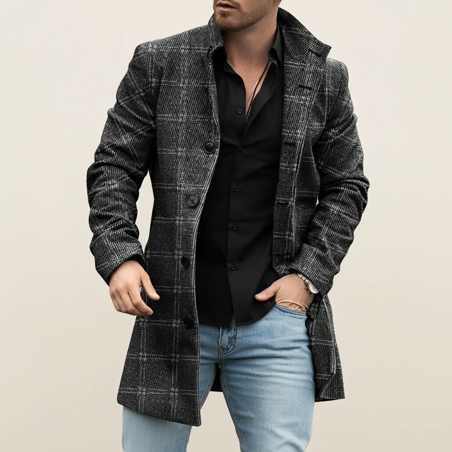 Alessandro | Winter Patchwork Style Men Overcoat