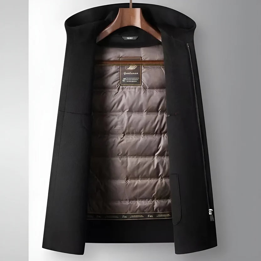 Diego Men’s Down Coat – Insulated Merino Wool Hooded Mid-Thigh Winter Jacket