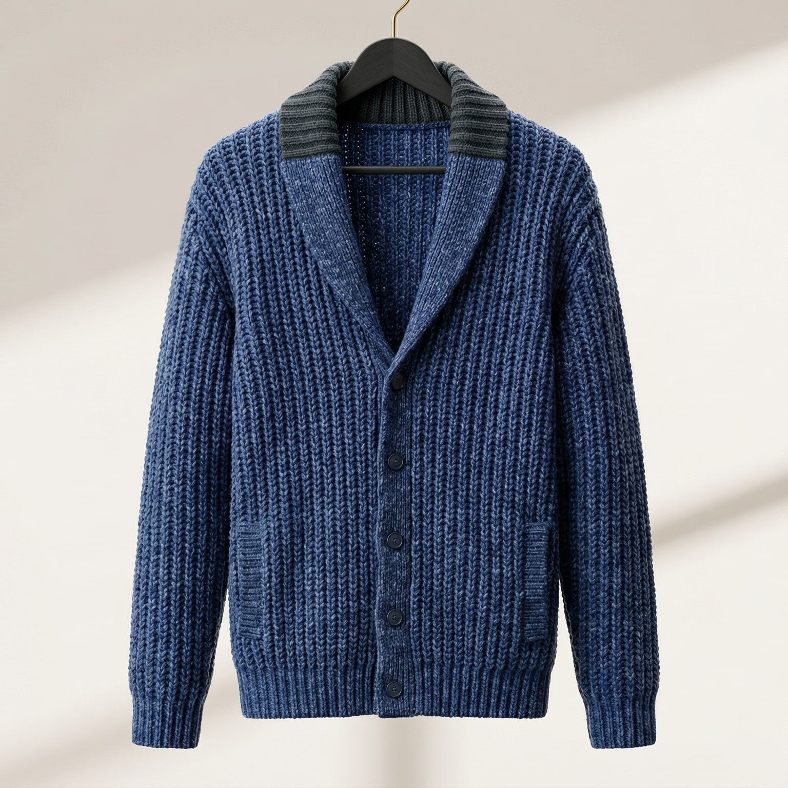 Aiden Men’s Cardigan – Chunky Knit Button-Up Shawl Collar Cardigan