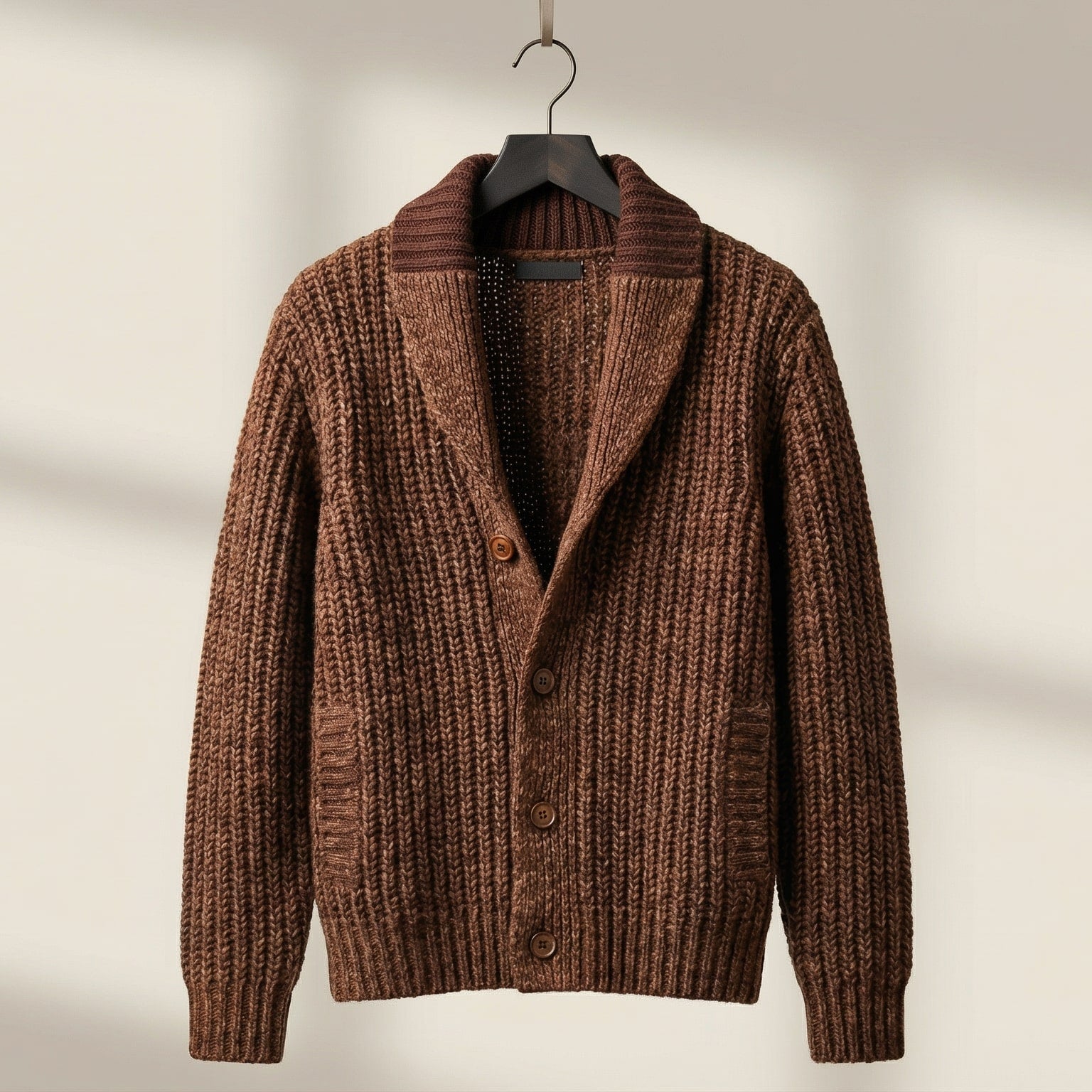 Aiden Men’s Cardigan – Chunky Knit Button-Up Shawl Collar Cardigan