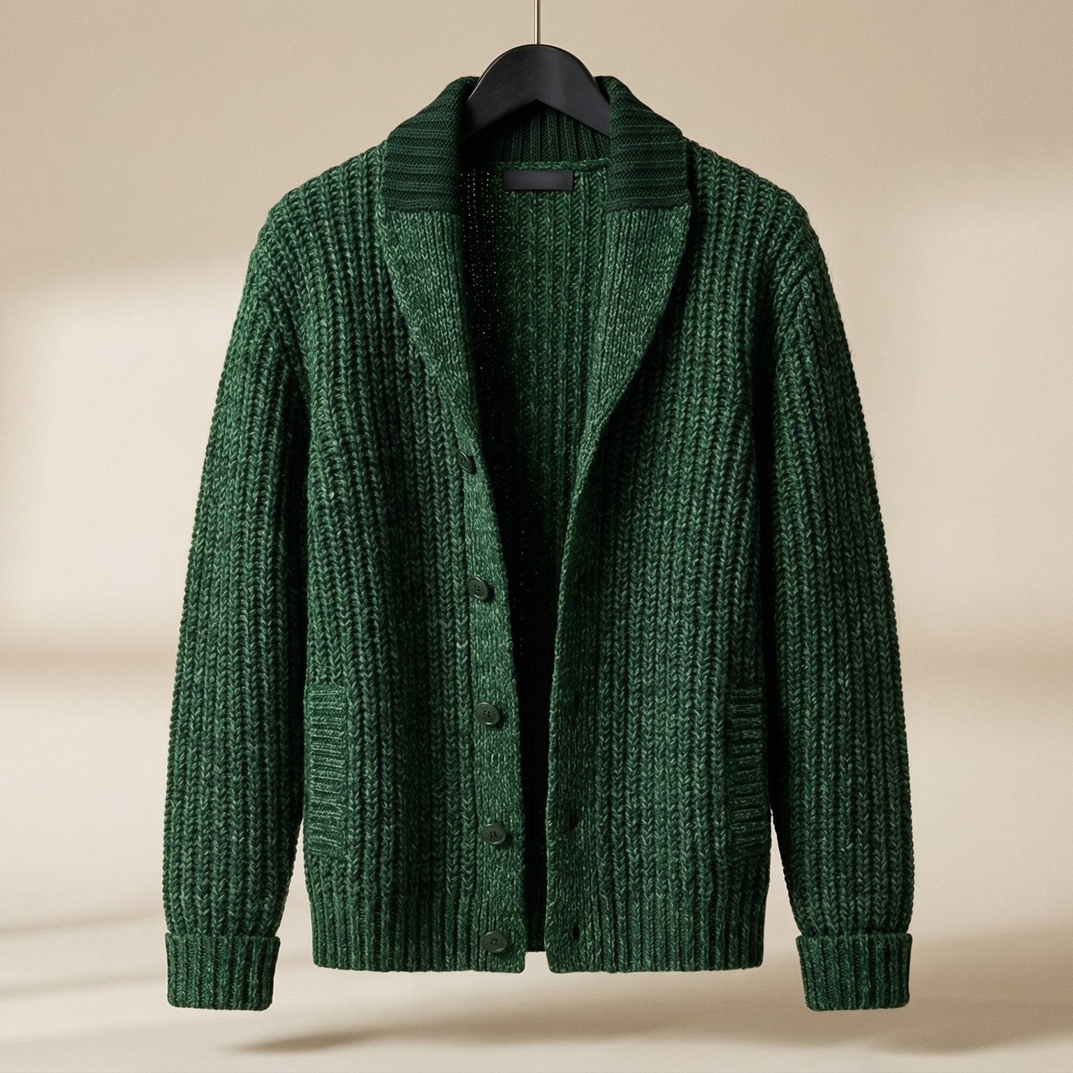 Aiden Men’s Cardigan – Chunky Knit Button-Up Shawl Collar Cardigan
