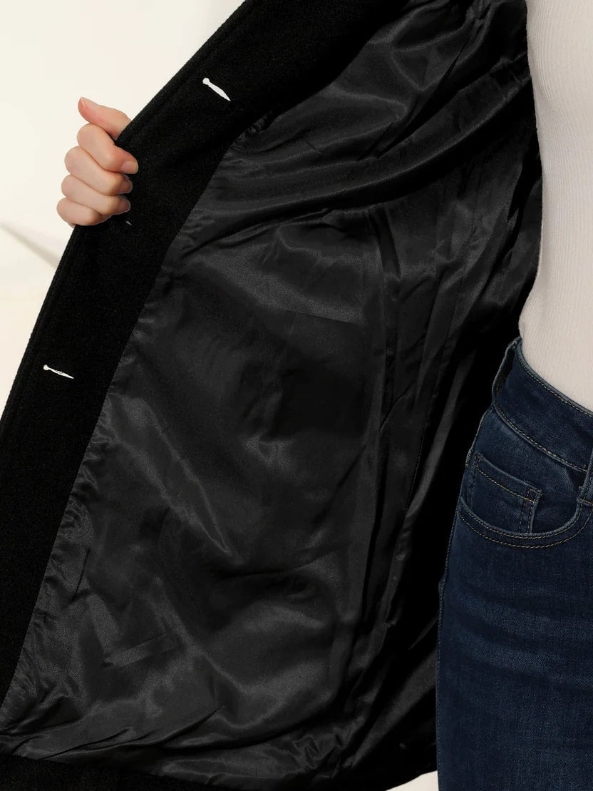 Petra Women’s Winter Trench Coat – Single-Breasted Fit & Flare Jacket
