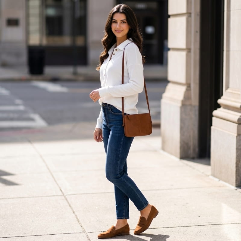Eliana Ribbed Knit Long Sleeve Polo Shirt – Button-Down Collar Relaxed Casual Top