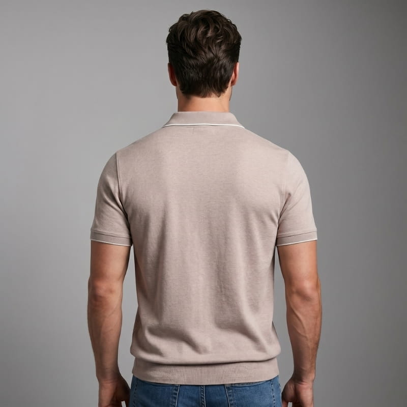 Vittorio Cotton Blend Zip-Neck Golf Polo Shirt – Quarter Zip Short Sleeve Casual Top