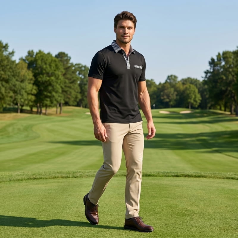 Lorenzo Performance Stretch Golf Polo Shirt – Moisture-Wicking Breathable Athletic Casual Top