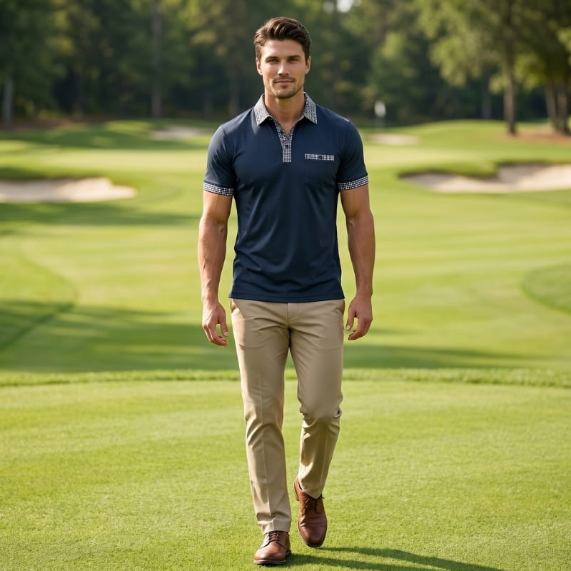 Lorenzo Performance Stretch Golf Polo Shirt – Moisture-Wicking Breathable Athletic Casual Top