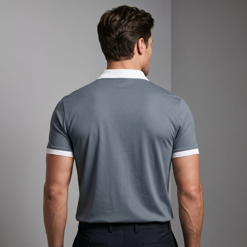 Mariano Performance Stretch Golf Polo Shirt – Zip-Neck Contrast Trim Moisture-Wicking Top