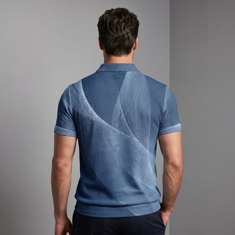 Rafael Waffle Knit Golf Polo Shirt – Geometric Texture Athletic Fit Short Sleeve Casual Top