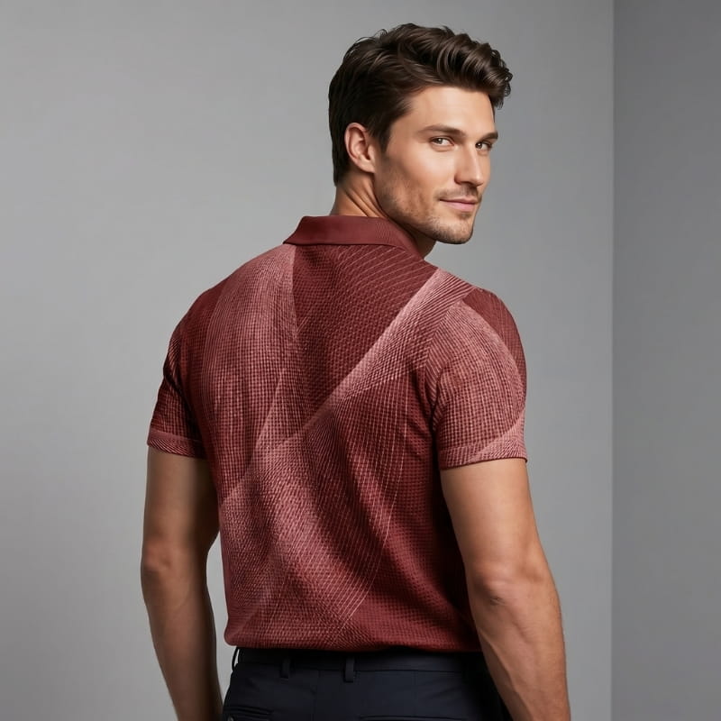 Rafael Waffle Knit Golf Polo Shirt – Geometric Texture Athletic Fit Short Sleeve Casual Top