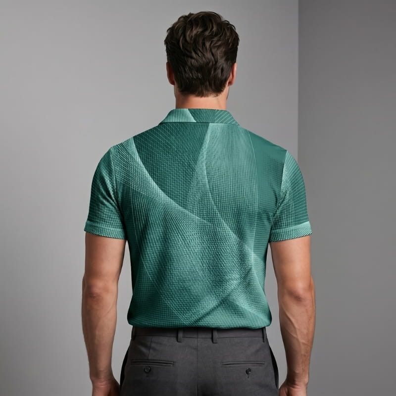 Rafael Waffle Knit Golf Polo Shirt – Geometric Texture Athletic Fit Short Sleeve Casual Top
