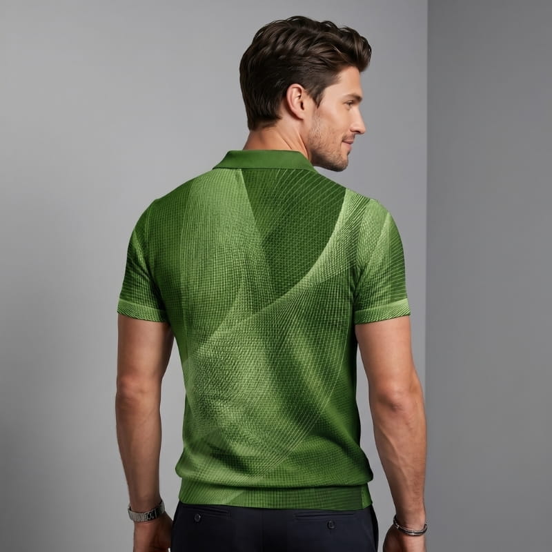 Rafael Waffle Knit Golf Polo Shirt – Geometric Texture Athletic Fit Short Sleeve Casual Top