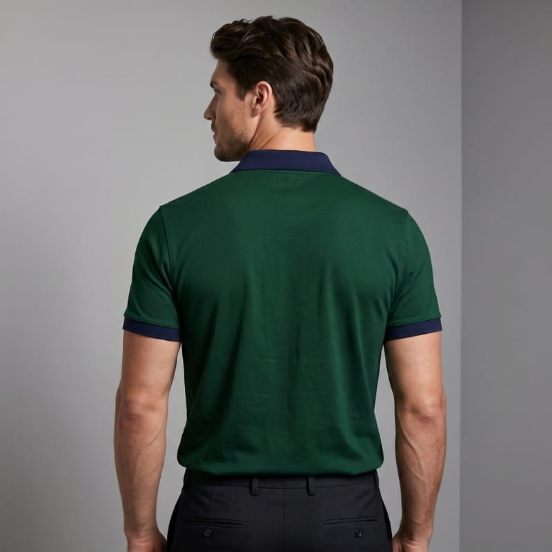Luciano Performance Golf Polo Shirt – Contrast Cuff Placket Athletic Fit Short Sleeve Top