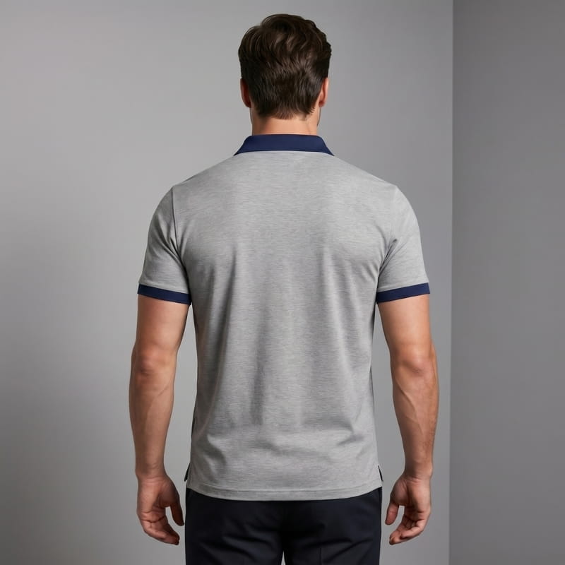 Luciano Performance Golf Polo Shirt – Contrast Cuff Placket Athletic Fit Short Sleeve Top