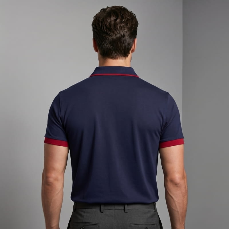 Luciano Performance Golf Polo Shirt – Contrast Cuff Placket Athletic Fit Short Sleeve Top