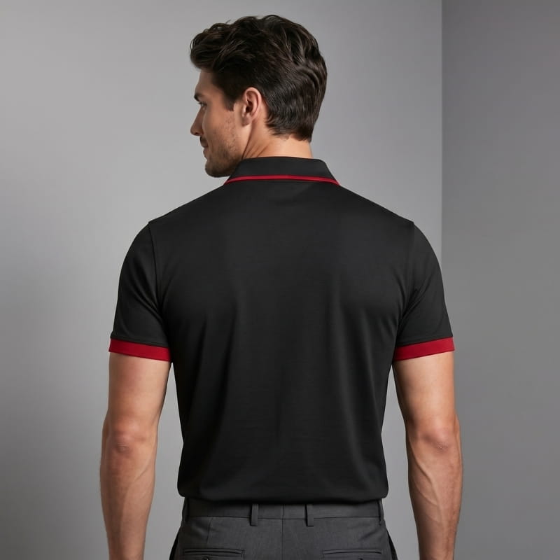 Luciano Performance Golf Polo Shirt – Contrast Cuff Placket Athletic Fit Short Sleeve Top