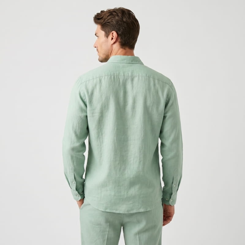Oliver Long Sleeve Linen Shirt – Chest Pocket Spread Collar  Relaxed Button-Down Casual Top