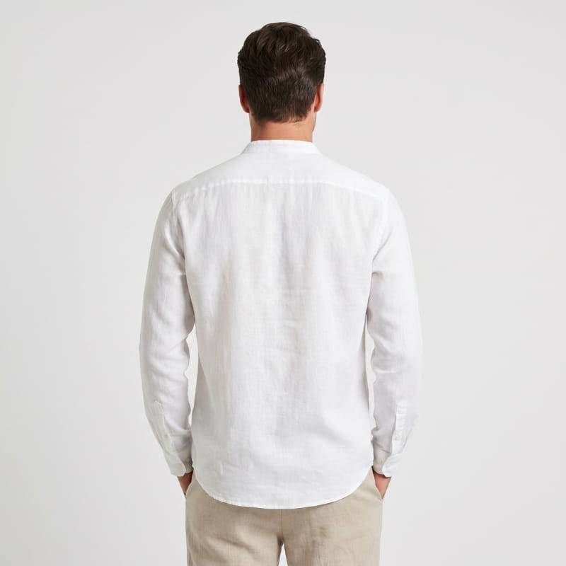 Oliver Long Sleeve Linen Shirt – Chest Pocket Spread Collar  Relaxed Button-Down Casual Top