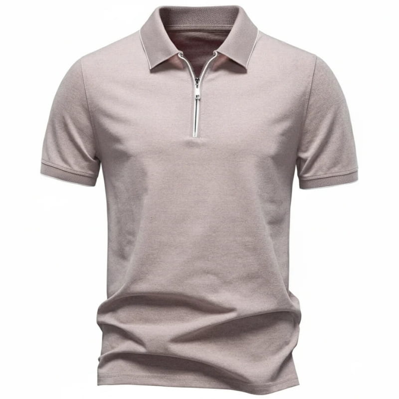 Vittorio Cotton Blend Zip-Neck Golf Polo Shirt – Quarter Zip Short Sleeve Casual Top
