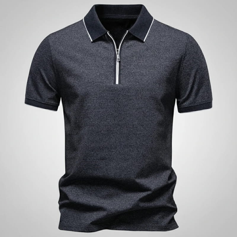 Vittorio Cotton Blend Zip-Neck Golf Polo Shirt – Quarter Zip Short Sleeve Casual Top