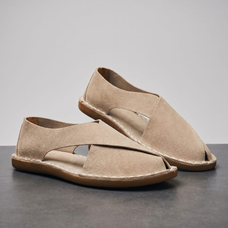 Ignazio Suede Leather Sandals – Open Toe Italian Cushioned Casual Summer Footwear