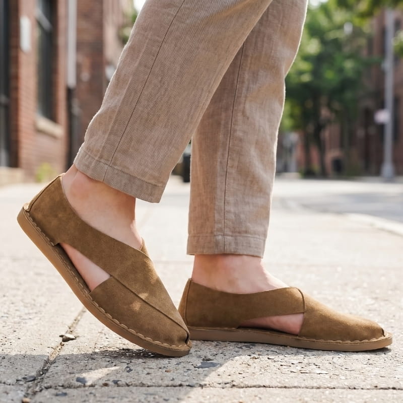 Ignazio Suede Leather Sandals – Open Toe Italian Cushioned Casual Summer Footwear