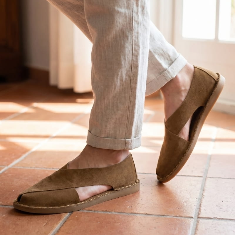 Ignazio Suede Leather Sandals – Open Toe Italian Cushioned Casual Summer Footwear