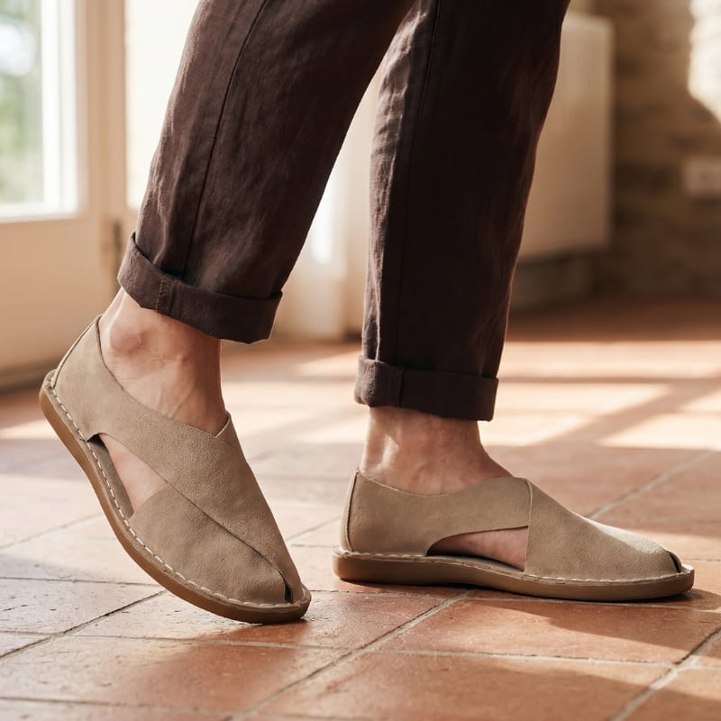Ignazio Suede Leather Sandals – Open Toe Italian Cushioned Casual Summer Footwear
