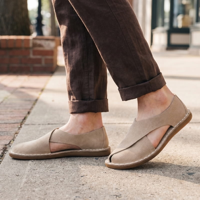 Ignazio Suede Leather Sandals – Open Toe Italian Cushioned Casual Summer Footwear