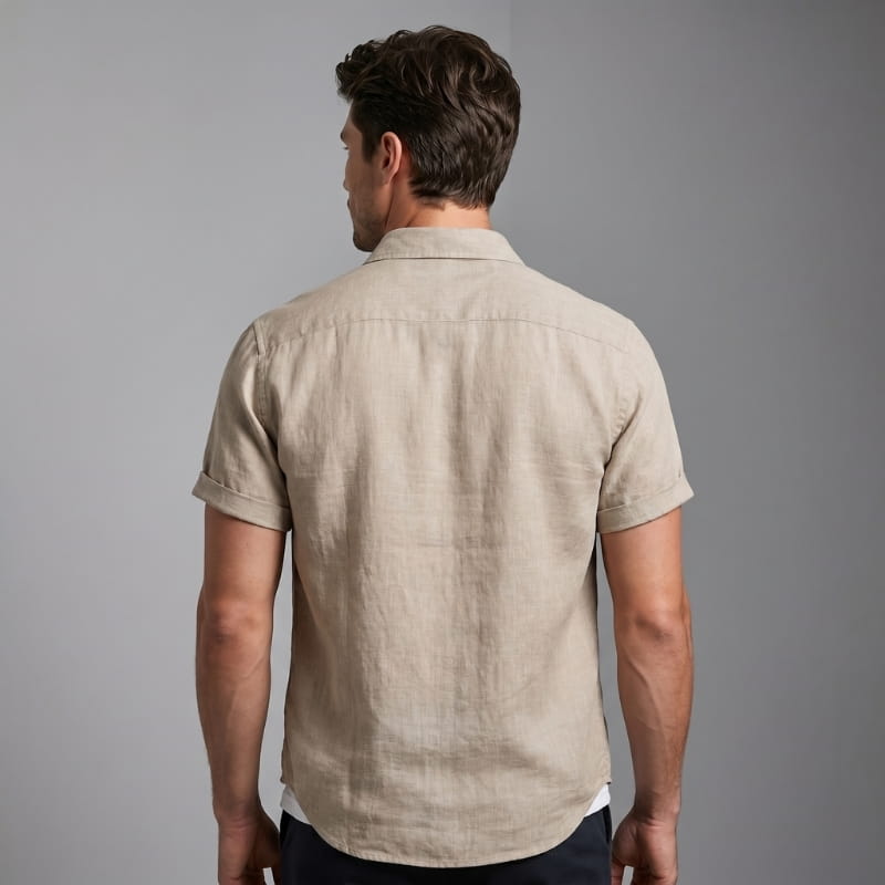 Daniel Pure Linen Shirt – Short Sleeve Button-Down Point Collar Relaxed Casual Summer Top