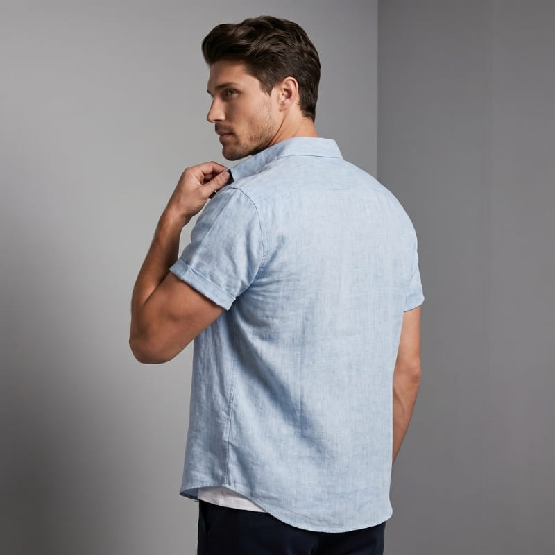 Daniel Pure Linen Shirt – Short Sleeve Button-Down Point Collar Relaxed Casual Summer Top