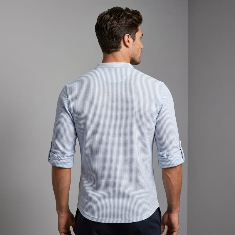Niko Cotton Linen Henley Shirt – Button Neck Lightweight Tailored Casual Top