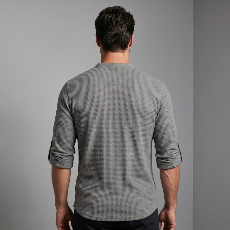 Niko Cotton Linen Henley Shirt – Button Neck Lightweight Tailored Casual Top
