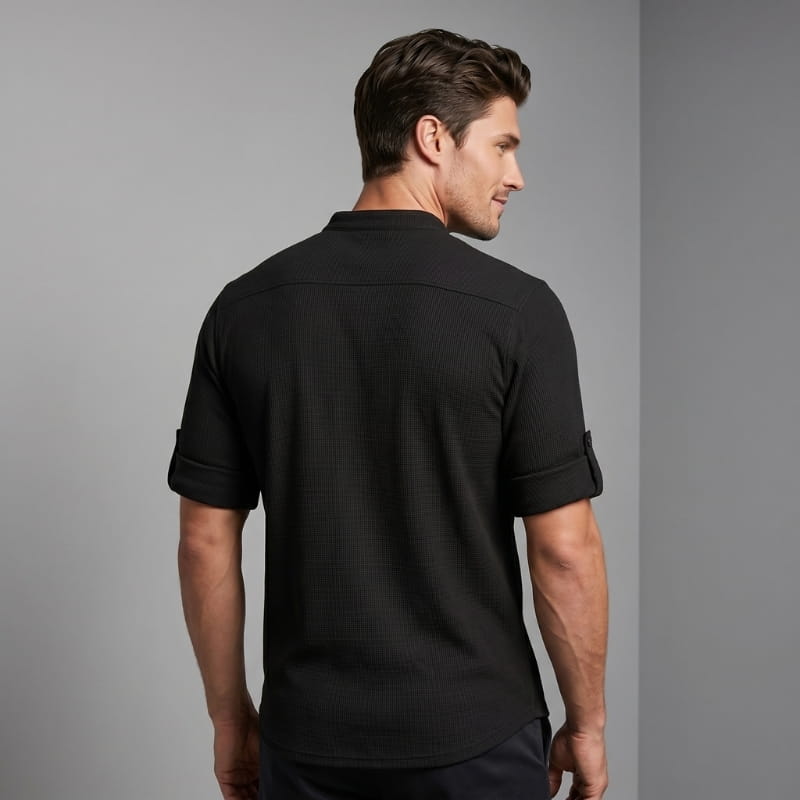 Niko Cotton Linen Henley Shirt – Button Neck Lightweight Tailored Casual Top