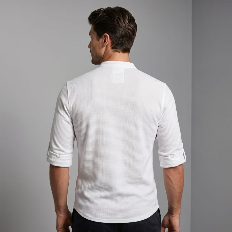 Niko Cotton Linen Henley Shirt – Button Neck Lightweight Tailored Casual Top