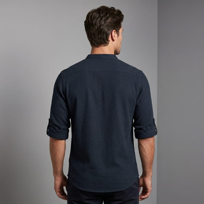 Niko Cotton Linen Henley Shirt – Button Neck Lightweight Tailored Casual Top